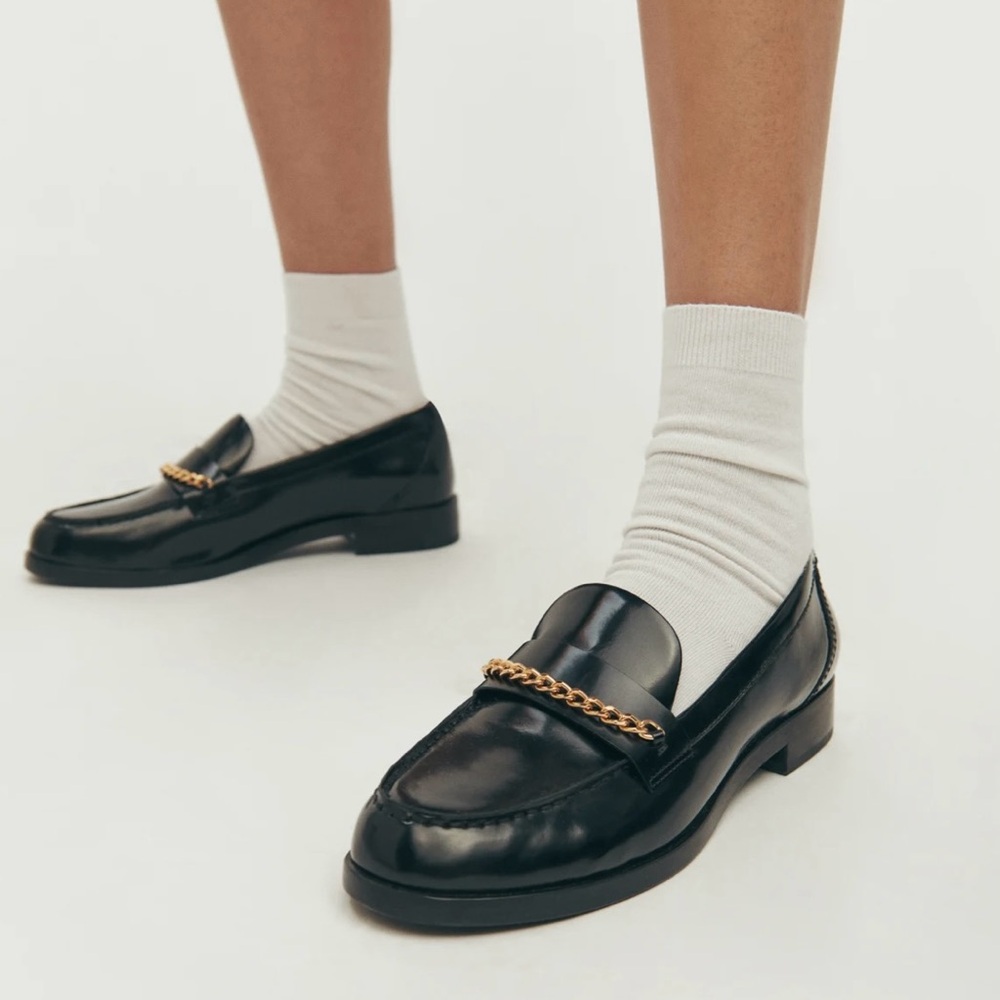 NWT Reformation Adina Chain Loafers Black 10
